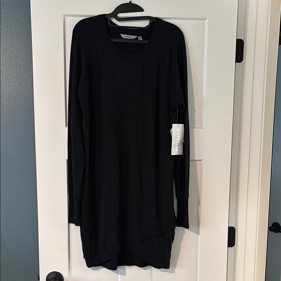 Athleta Black Criss Cross Dress. new with tags. Crew neck, mid thigh hem detail - Picture 1 of 4